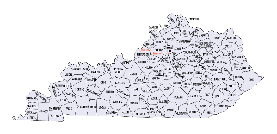 County Map of the State of Kentucky