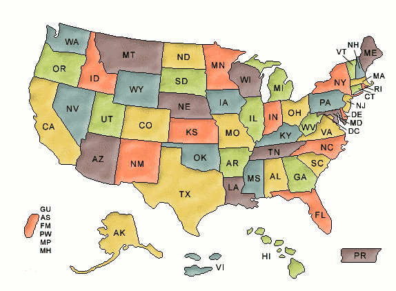Map of United States by State