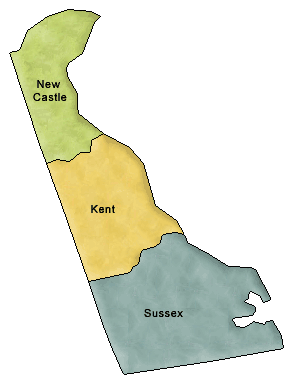 County map of the State of Delaware