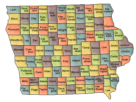 County map of Iowa