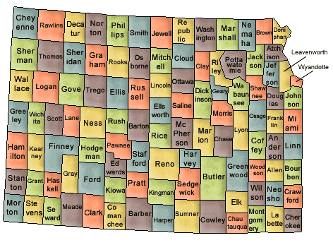 County map of Kansas