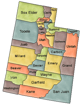 County map of Utah